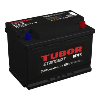 Аккумуляторная батарея TUBOR STANDART 6СТ 75 обр.278х175х190 650A фото 1