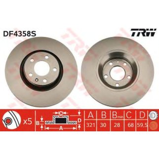 Диск тормозной TRW DF4358S фото