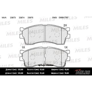 Колодки тормозные передние к-кт MILES E100024 фото