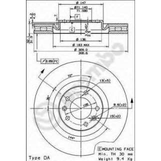 Диск тормозной brembo 09.7680.11 фото