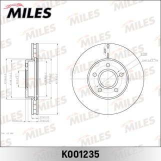 Диск тормозной передний вентилируемый MILES K001235 фото