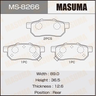 Колодки тормозные к-кт Masuma MS-8266 фото