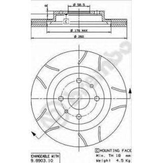 Диск тормозной brembo 09.8903.75 фото