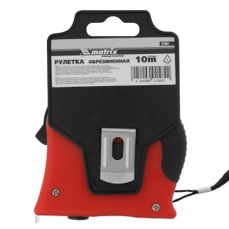 Рулетка 10м х 25мм, обрезиненный корпус, двойная плавная фиксация Matrix фото 6
