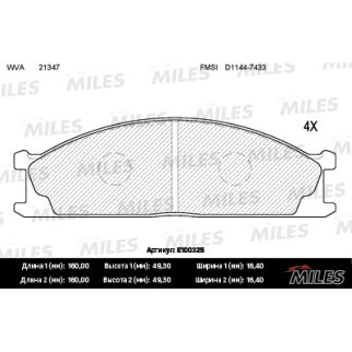 Колодки тормозные передние к-кт MILES E100325 фото
