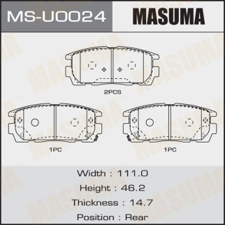 Колодки тормозные к-кт Masuma MS-U0024 фото