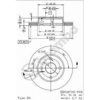 Диск тормозной передн MAZDA: 121 II 90-96, 323 C IV 89-94, 323 C V 94-98, 323 F IV 89-94, 323 III Station Wagon 86-95, 323 P V 96-, 323 S IV 89-94, 323 S V 94-9 фото