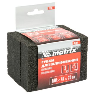 Губка для шлифования 100х70х25мм мягкая 3шт P 60/80, P 60/100, P 80/120 MATRIX фото