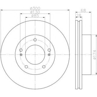Диск тормозной передний вентилируемый Hella 8DD 355 116-461 фото