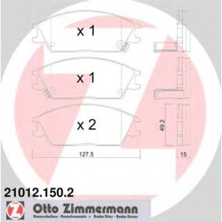 Колодки тормозные к-кт Zimmermann 21012.150.2 фото