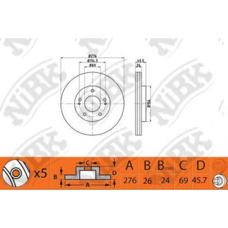 Диск тормозной передний NiBK RN1365 фото