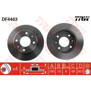 Диск тормозной задний MITSUBISHI Colt IV/SMART 454 /D=250mm TRW DF4463 фото