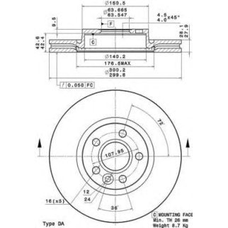 Диск тормозной brembo 09.A427.11 фото