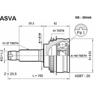 ШРУС наружный ASVA SB26-A44 фото
