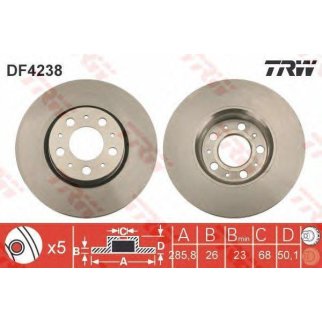 Диск тормозной передний VOLVO S60 TRW DF4238 фото