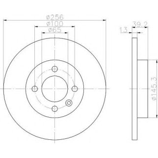 Диск тормозной передний не вентилируемый Hella 8DD 355 101-641 фото