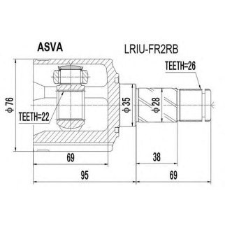ШРУС ВНУТРЕННИЙ ЗАДНИЙ 22x35x26 фото