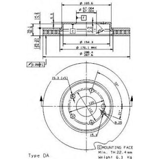 Диск тормозной brembo 09.8681.11 фото