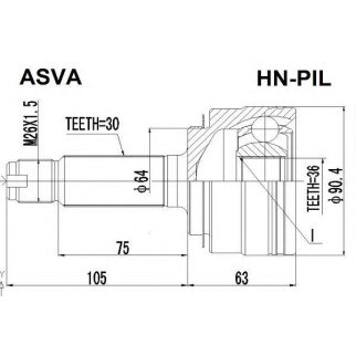 ШРУС НАРУЖНЫЙ 36X64X30 (ASVA) фото