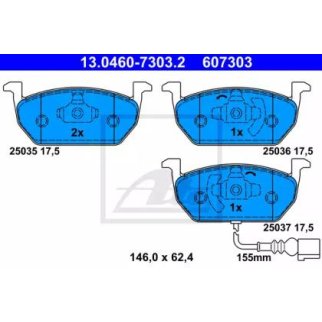 Колодки тормозные передние к-кт ATE 13.0460-7303.2 фото
