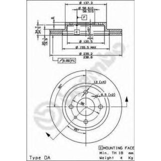 Диск тормозной brembo 09.8894.14 фото