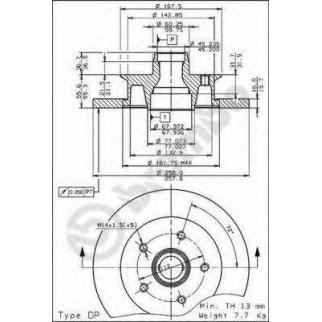 Диск тормозной передн VW: TRANSPORTER III c бортовой платформой 79-92, TRANSPORTER III автобус 81-92, TRANSPORTER III фургон 79-92 фото