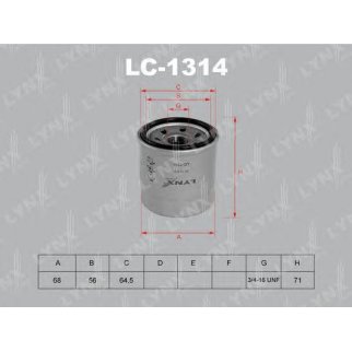 Фильтр масляный LYNXauto LC-1314 фото