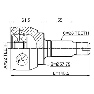 Шрус наружный задний 22x57.7x28 фото 2