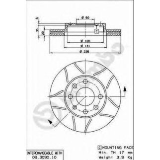 Диск тормозной пер. вент. BREMBO (кратность 2 шт) арт. 09309075 фото