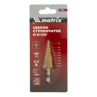 Сверло ступенчатое по металлу 4-20мм шестигр. хвостовик MATRIX фото 4