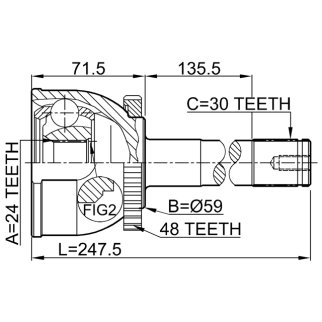 ШРУС НАРУЖНЫЙ24X59X30 (FEBEST) фото 2
