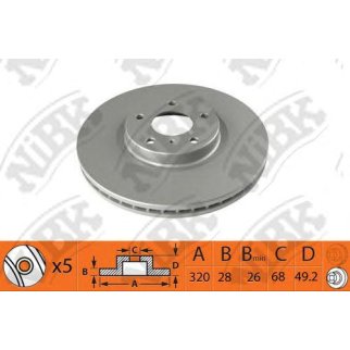 Диск тормозной передний вентилируемый NiBK RN1423 фото