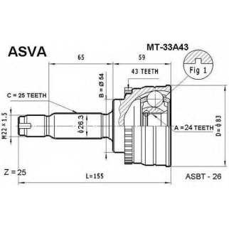ШРУС наружный ASVA MT33-A43 фото