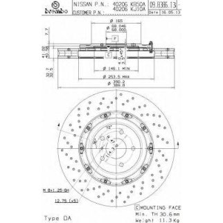 Диск тормозной brembo 09.B386.13 фото