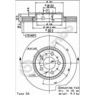 Диск тормозной brembo 09.9130.75 фото