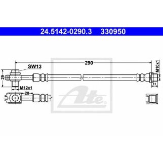 Шланг тормозной задний ATE 24.5142-0290.3 фото