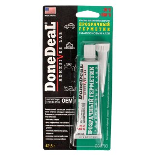 Клей-герметик DoneDeal силиконовый прозрачный для стекол 42.5г. фото