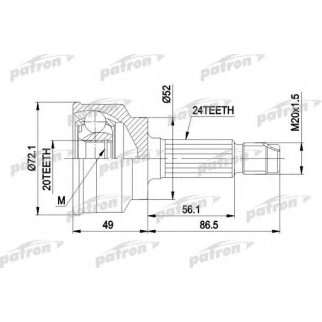 ШРУС наруж.к-кт 24x52x20 KIA PRIDE 90 -, MAZDA 121 II 90 - 96 фото