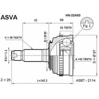 ШРУС наружный ASVA HN-2-2A50 фото