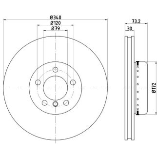 Диск торм. для а/м BMW 3 (F30) (11-)/4 (F32) (13-)/1 (F20) (11-) перед. d=340 (окраш.) (DF 190427) фото 3