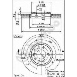 Диск тормозной brembo 09.9162.14 фото