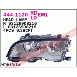 Фара левая DEPO 444-1120L-LDEM1 фото