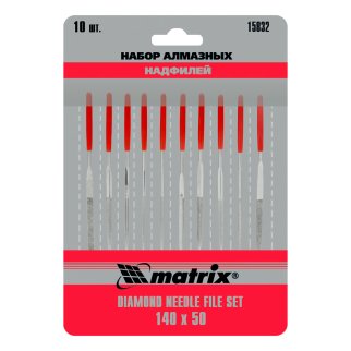 Набор надфилей алмазных 140х50х3 10шт MATRIX фото 6