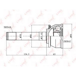Шрус Pajero Sport 6G74 K99 96> внешний LYNX фото
