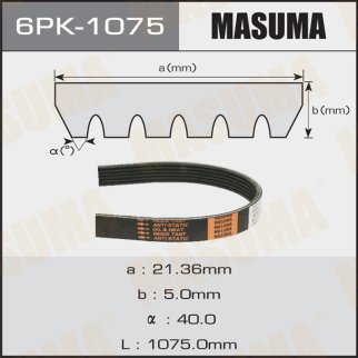 Ремень ручейковый Masuma 6PK-1075 фото