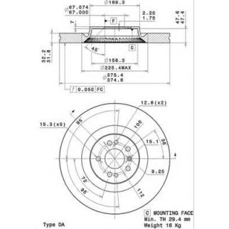 Диск тормозной brembo 09.R105.11 фото