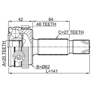 ШРУС НАРУЖНЫЙ ЗАДНИЙ 20X62X27, шт фото 2