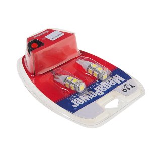 Лампа T10W (W2,1x9,5d) 9 SMD 5050 WHITE блистер с тестером (2 шт) 6000K 12V MEGAPOWER фото 1