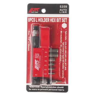 Набор вставок 1/4" 6гр HEX 2,3,4,5,6,7,8 с Г-образным держателем 8пр JTC фото