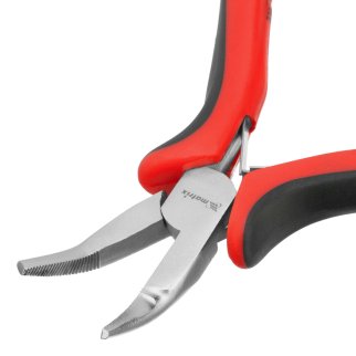 Длинногубцы Mini, 130 мм, никелированные, изогнутые, авторазжим, двухкомпонентные рукоятки MATRIX 17812 фото 3